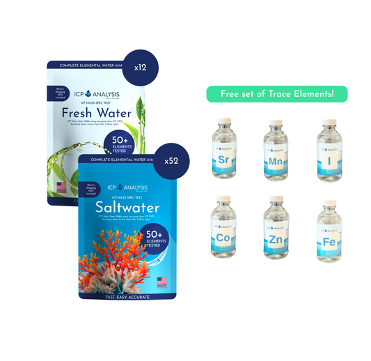 Coral Color Program | Weekly ICP Mass Spec Salt Water Test Kit - 12 Month Supply + Coral Trace Elements