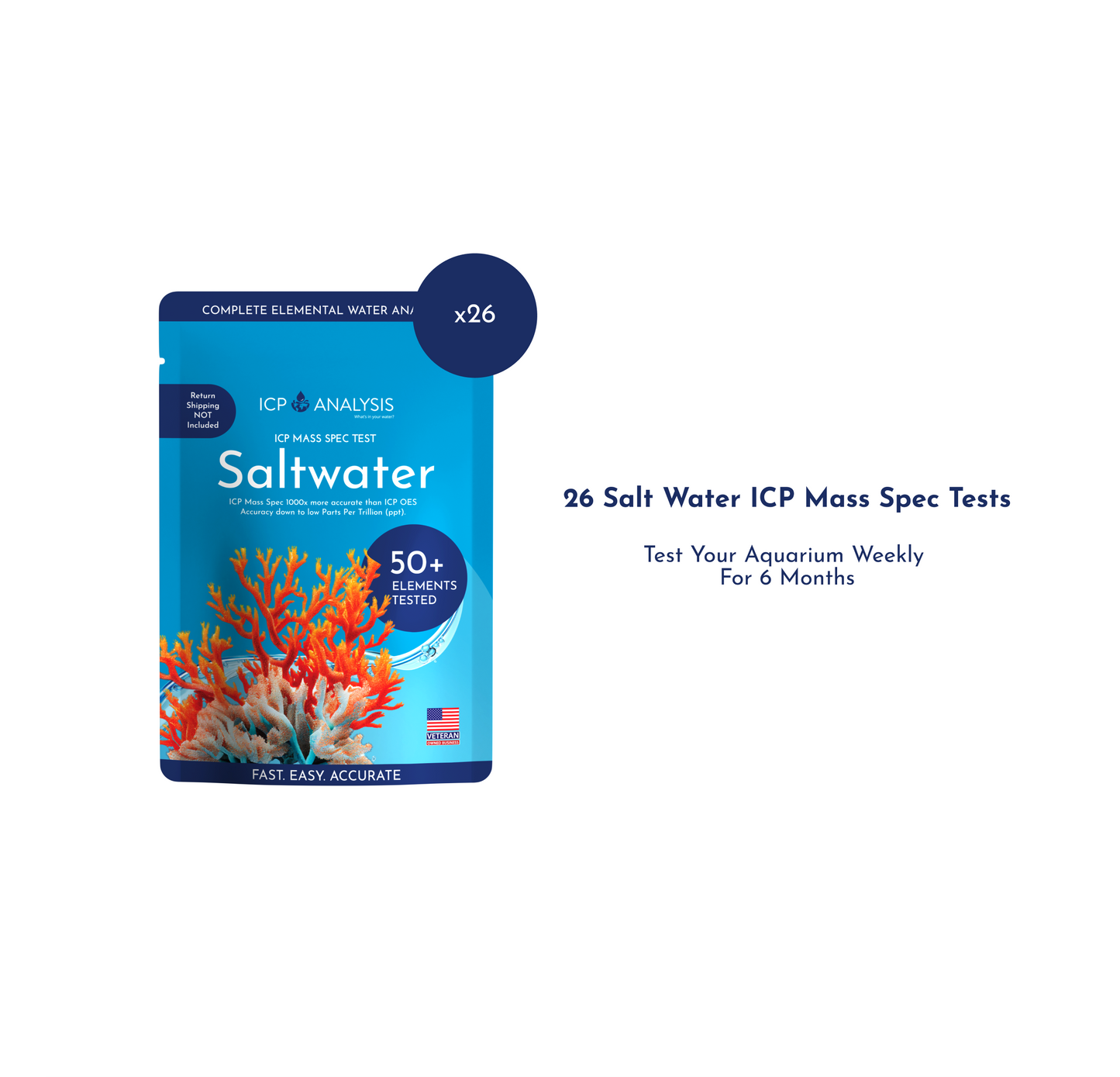 Coral Color Program | Weekly ICP Mass Spec Salt Water Test Kit - 6 Month Supply + Coral Trace Elements